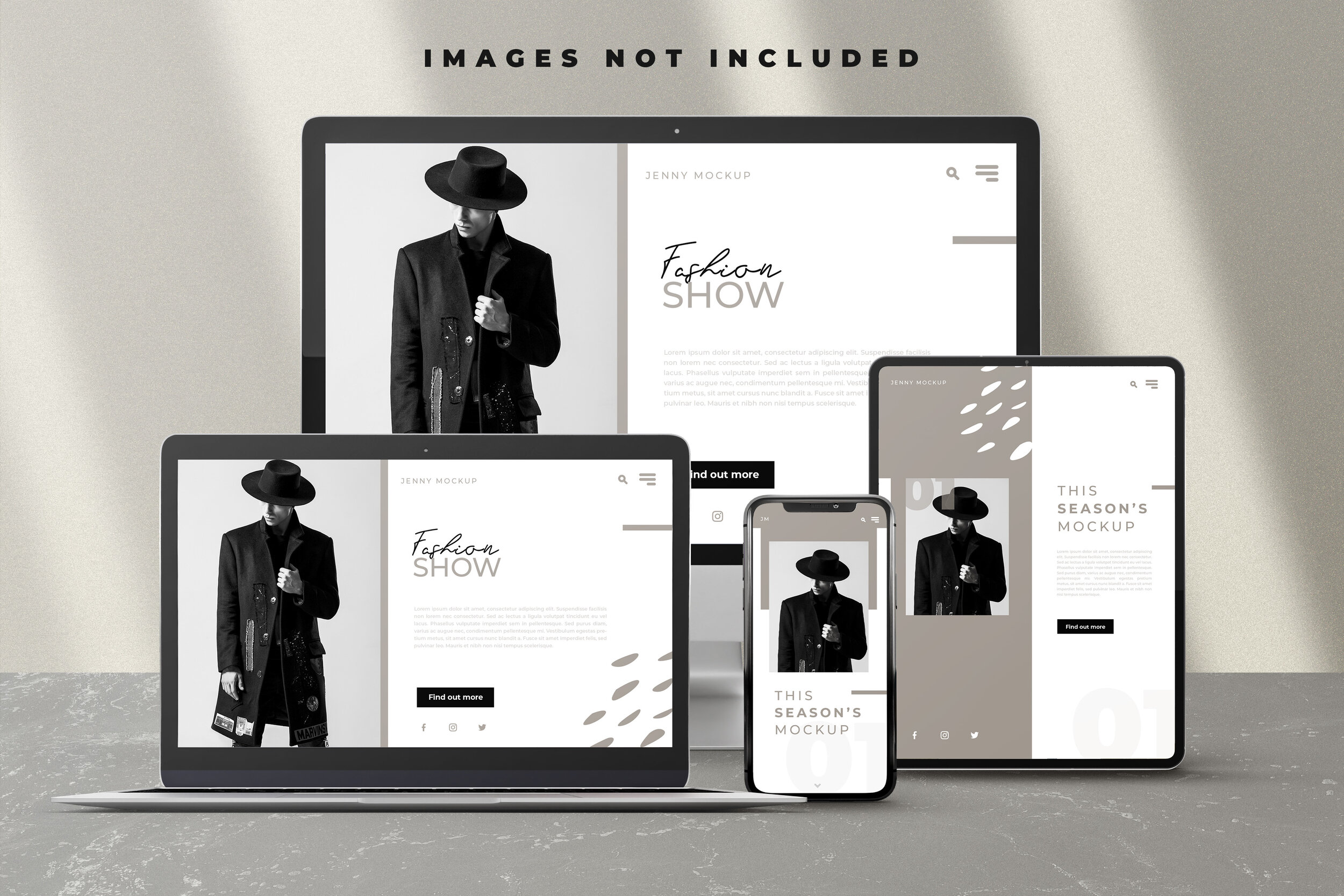 A collection of seven apple device mockups (imac, ipad and iphone): Freebies Andrew Pixel