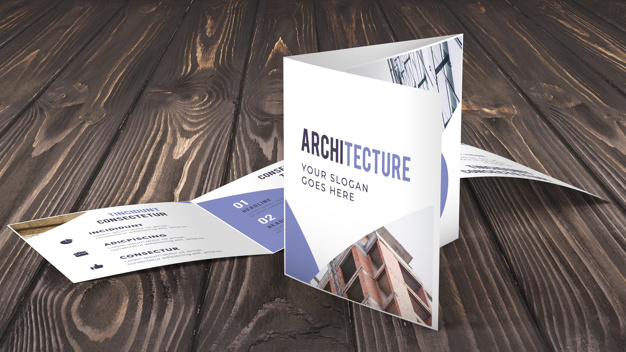 A4 trifold brochure mockup showcasing a perspective angle of an open brochure with a clear display of all three inner pages. 750 Best Tri Fold Brochure Mockup Templates Free Premium