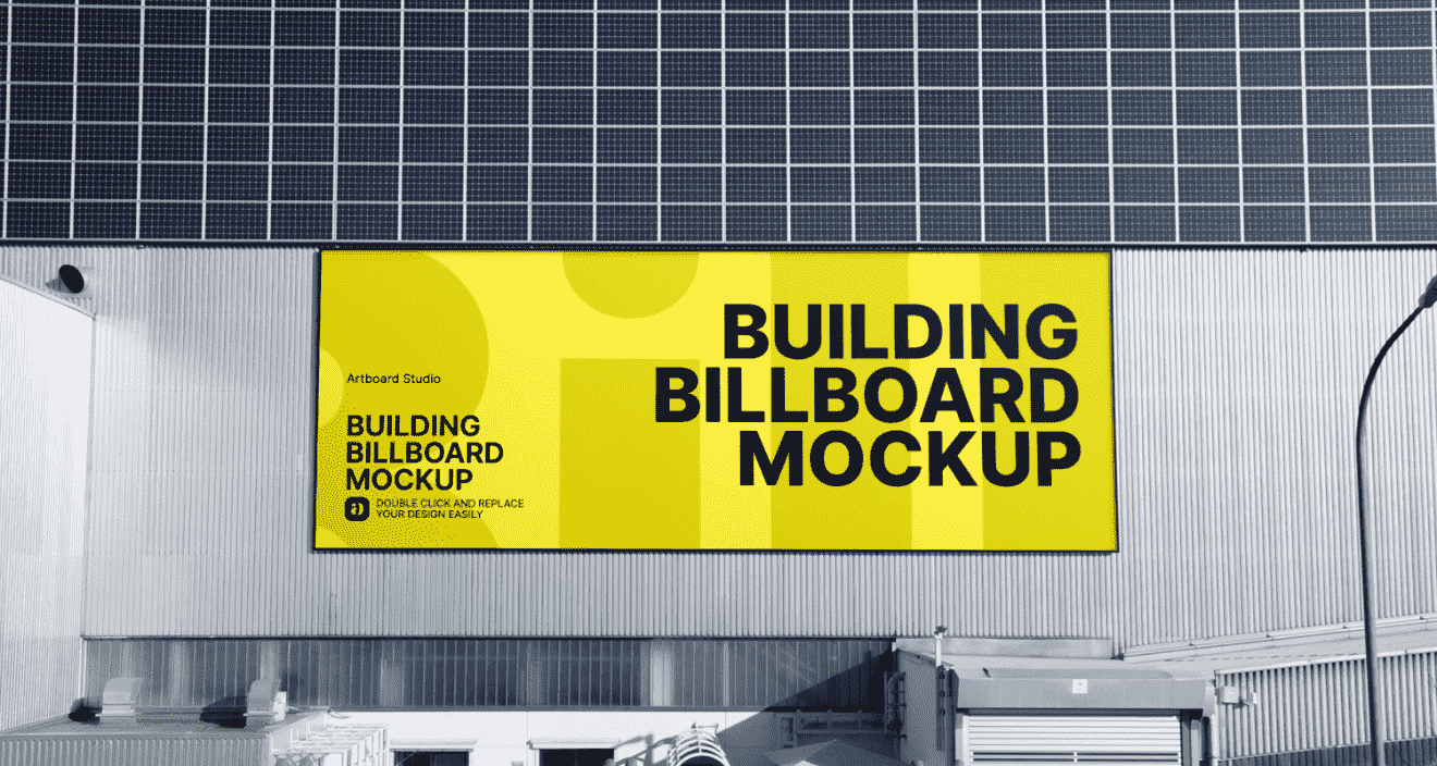 The dimensions of the psd are 3800×2850 px. Outdoor Building Billboard Mockup
