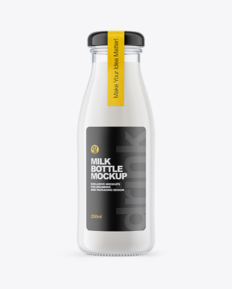 Download the psd file and . Glass Milk Bottle Mockup